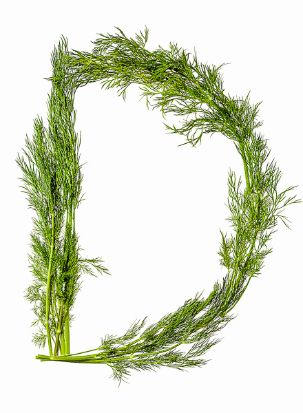 Photo of Dill laid out in the shape of the letter "D"
