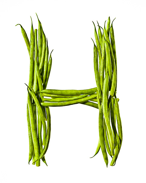 Photo of Haricots Verts, laid out in the shape of the letter "H"