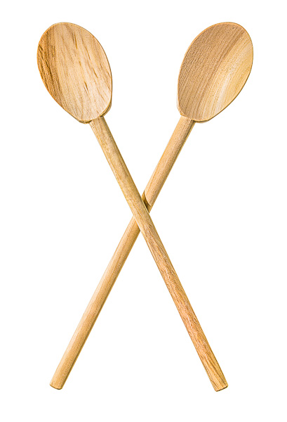 Photo of Two Wooden Spoons, laid out in the shape of the letter "X"