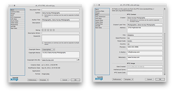 Photoshop File Info Window